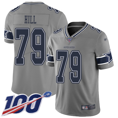 Men Dallas Cowboys Limited Gray Trysten Hill 79 100th Season Inverted Legend NFL Jersey